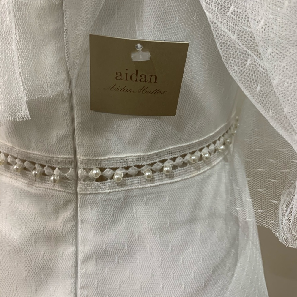 Aidan mattox white pearl tiered mesh midi dress - Picture 10 of 10